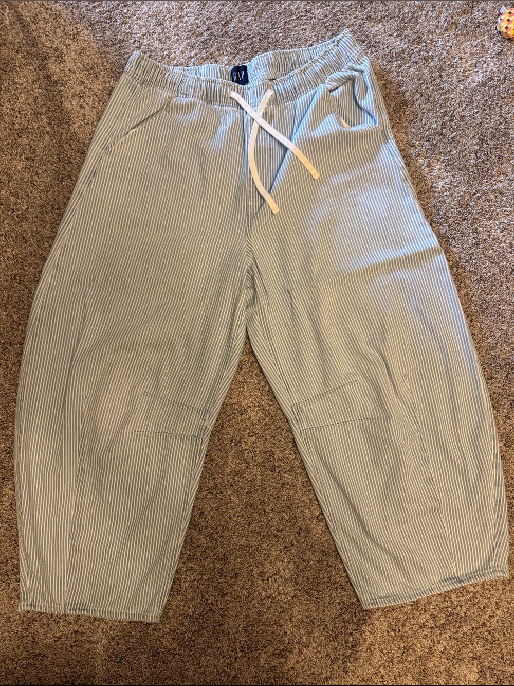 GAP Ultrasoft Railroad Striped Easy Horseshoe Jeans with Tie Waist